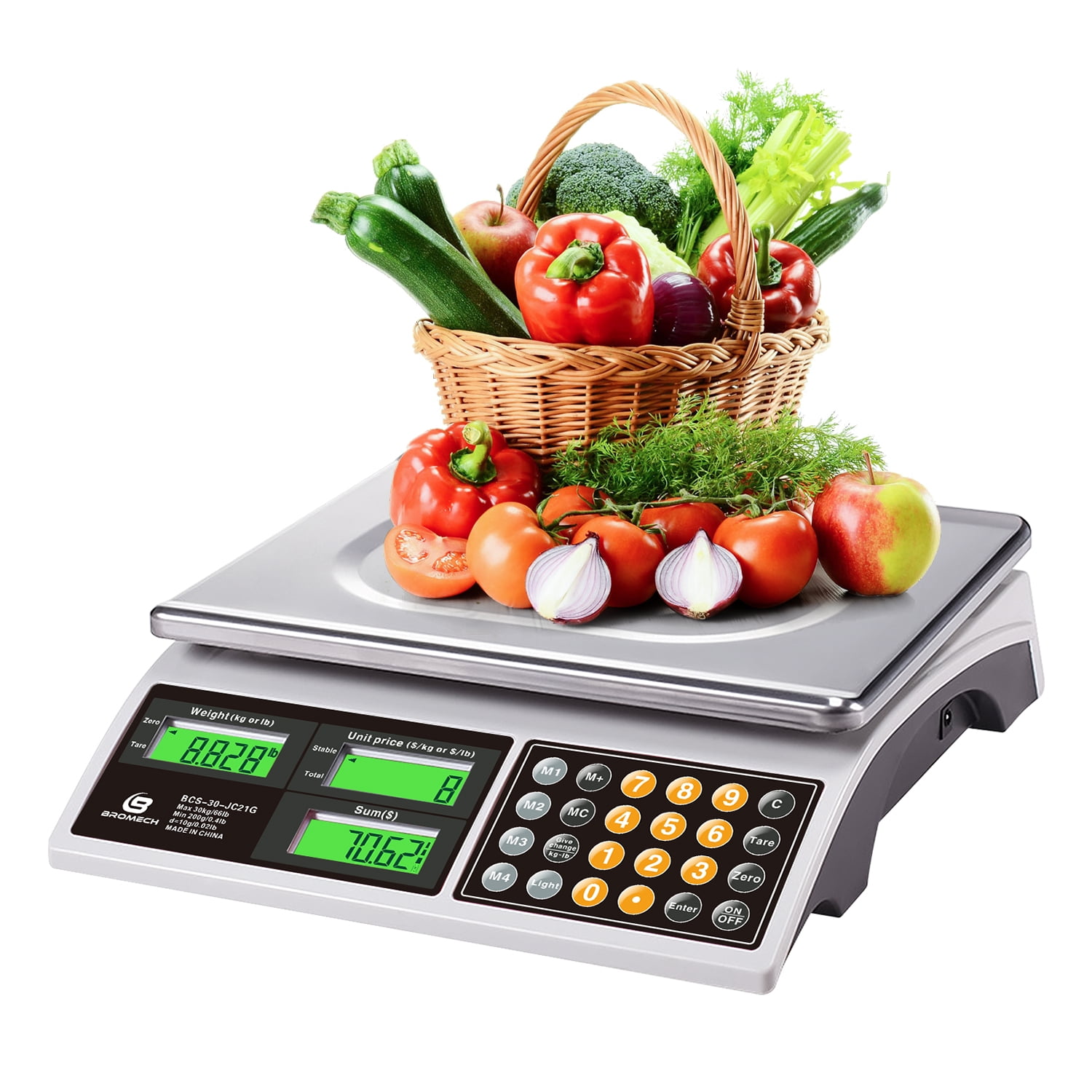 Digital Commercial Price Scale 30Kgs for Food Meat Fruit Produce with Green 