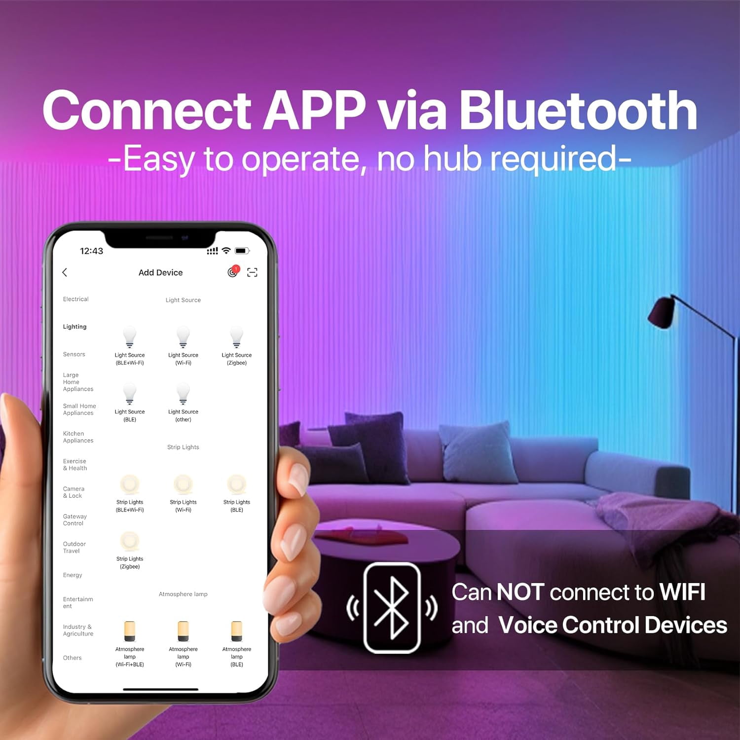 FEFEFW-Bluetooth Smart Light Bulb A19 E26,9W LED Light Bulb Color Changing APP Dimmable, 60W Equivalent RGBCW LED Bulb 900 Lumens Multicolor,2P (No WiFi Connection)