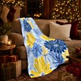 thumbnail image 3 of Blue Yellow Chrysanthemum Floral Pattern Botanical, Festive Botanical Garden Scene, Warm Flannel Blanket for Sunroom and Reading Nook, Garden Lovers Housewarming Gift, Botanical Home Decor, 3 of 9