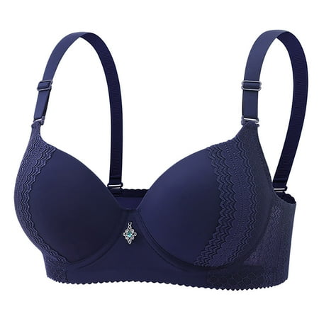 SMihono Savings Women Floral Lace Balconette Underwire Push up Lightly Bras Seamless Beauty Back Breathable Bras Cute Summer Bra Top Navy XXL