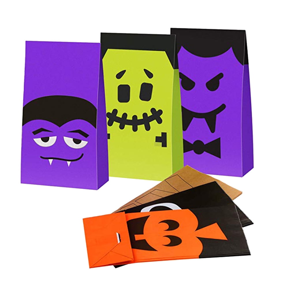 NUOLUX Bags Treat Halloween Popcorn Bag Sweets Cellophane Cello Flat