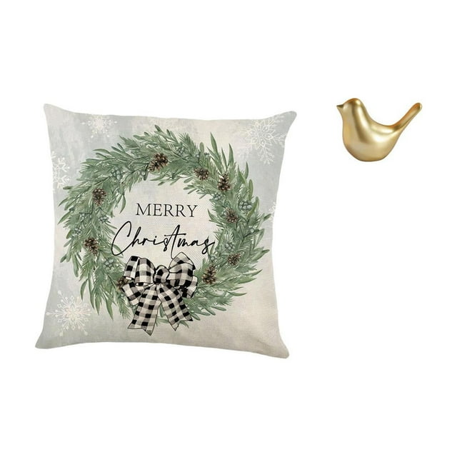 Funda de cojín decorativa con diseño de pájaros dorados festivos y estatua de animal para decoración moderna del hogar, la oficina, el sofá y la sala