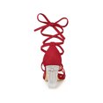 thumbnail image 2 of BLISSFUL STEP Women Velvet Lace-Up Clear Block Heel Sandals Red 10, 2 of 7