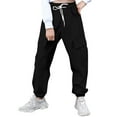 thumbnail image 6 of Gpaecead Trendy Boys And Girls Boys Cargo Pants Kids Elastic Waist Jogger Pants Casual Trousers With Pockets 3-12 Years Black, 6 of 8