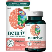 NEURIVA Nootropic Brain Support Supplement, Original Capsules in a Bottle, Phosphatidylserine, Gluten Free, Decaffeinated, Focus, Memory, Learning, Accuracy & Concentration, White, 28 Count