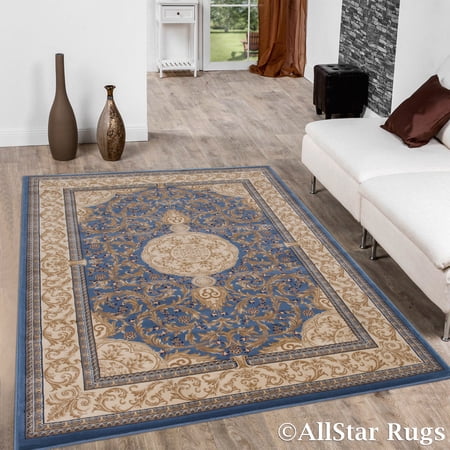 Allstar 5x8 Traditional Area Rug in Blue with Berber Persian Nain design (5' 2" x 7' 4")