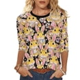 thumbnail image 4 of Ailaofu 3/4 Length Sleeve Womens Tops Casual Loose Fit Crewneck T Shirts Cute Easter Retro Print Three Quarter Length Tunic Tops, 4 of 7