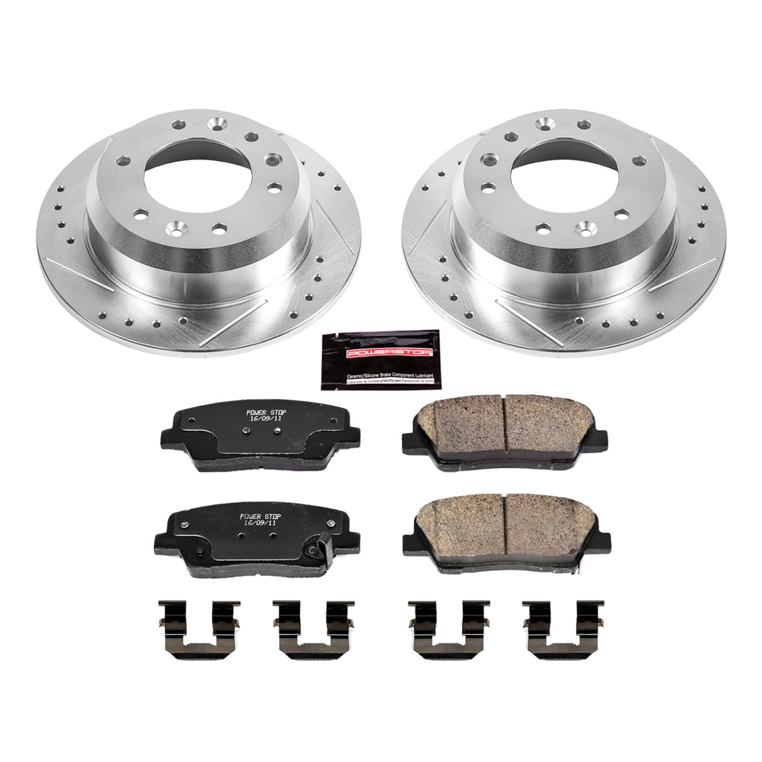 PowerStop Rear Z23 Evolution Sport Carbon-Fiber Ceramic Brake Pad and Drilled & Slotted Rotor Kit Fits: HYUNDAI KIA Select Models K5906