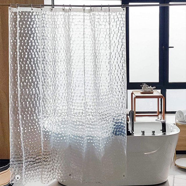 Cortina de ducha con forma de cubo de agua, impermeable, gruesa, a prueba de moho, para baño, cortina divisoria de diamantes, cortina colgante