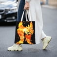 thumbnail image 2 of DouZhe Reusable Grocery Bags, Burning Fire Flame Man Lightweight Polyester Canvas Cloth Tote Bag for Travle Gym Shopping School, 15" x 16", 2 of 7
