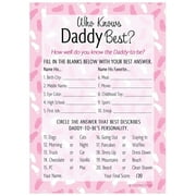 Who Knows Daddy Best Baby Shower Party Game - 20 Cards - It's a Girl - Pink Footprints - Distinctivs