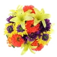 thumbnail image 1 of GPB7357-YW-OR-PUR 24 Stems Faux Full Blooming Ranunculus, Lily, Hydrangea Mixed Flower Bush-Yellow, Orange & Purple, 1 of 1