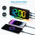 thumbnail image 5 of Digital Alarm Clock, AMIR RGB LED Alarm Clock 7" Volume & Brightness Adjustable Snooze 12/24H USB Charging Port Alarm Clock for Bedroom Bedside Living Room Office Gift, 5 of 11