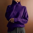 thumbnail image 2 of Lovskoo 2024 Sweaters for Women Turtleneck Trendy Casual Long Sleeve High Neck Pullover Solid Color Top Purple, 2 of 6