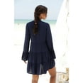 thumbnail image 3 of LASCANA Women's Flowy Flared Sleeve Dress Lace Trim, 3 of 5