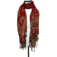 thumbnail image 2 of Paisley Jacquard Scarf Womens Fashion Shawl Long Soft Accent Wrap In Red/Gold, 2 of 4