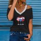 thumbnail image 1 of Fiudx Ofertas Flash Artículos En Oferta Blusa de Manga Corta con Hombros Descubiertos y Estampado Informal para Mujer a La Moda, 1 of 4
