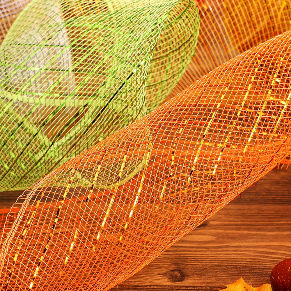 4-Pack Deco Poly Mesh Ribbon, 10 in x 30 ft Multi-Colored Mesh Rolls for Wreaths, Metallic Foil for Garland Crafting, Gift Baskets, and Easter Halloween Decorating