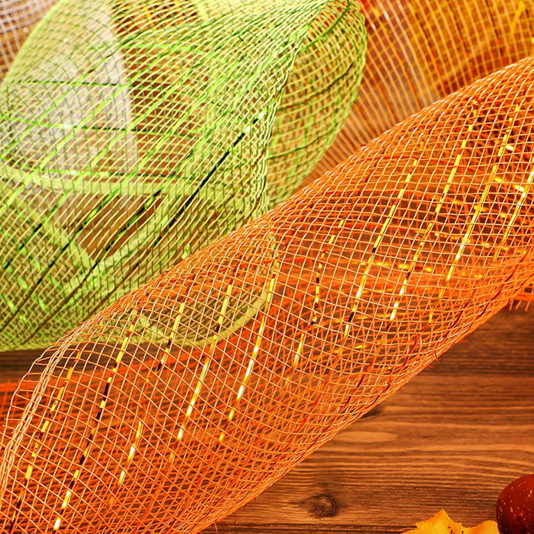6 inch x 30 feet Each Roll-YYCRAFT Halloween Decorative Metallic Foil Poly  Mesh-4 Rolls for Crafting Wire Wreath Making Craft(Purple, Orange, Lime