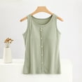 thumbnail image 2 of Timegard Tank Tops for Women Round Neck Button Sleeveless Solid Color Casual Comfy Camis with Bras, 2 of 6
