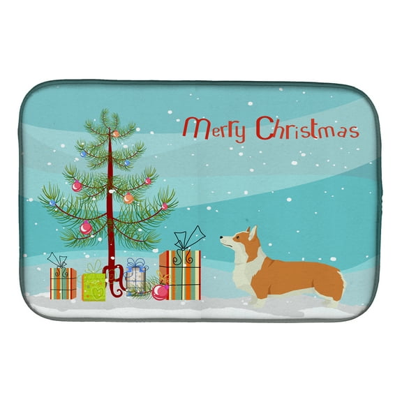Pembroke Corgi Christmas Tree Dish Drying Mat
