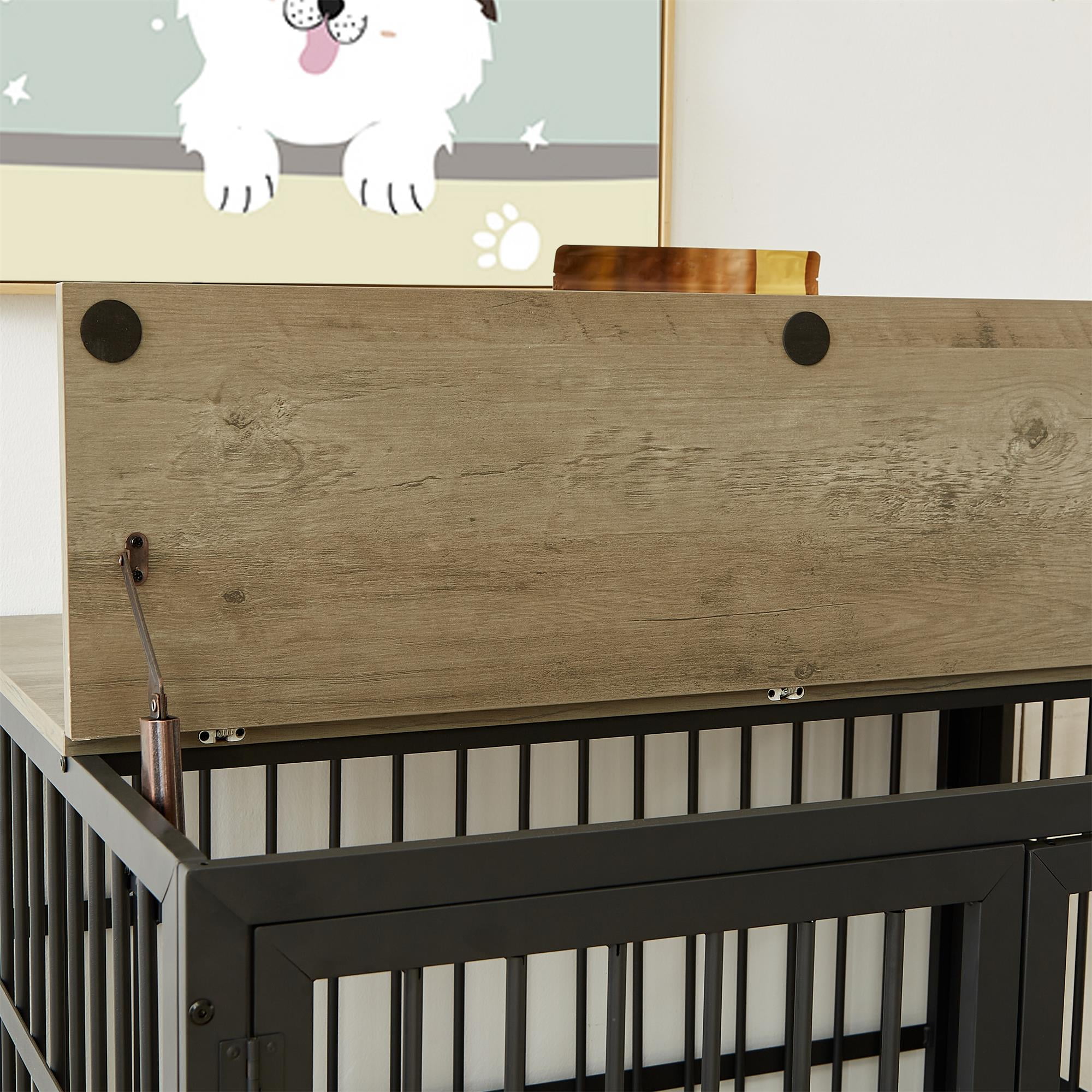 Pefilos 43" Heavy Duty Dog Crate for Small Dogs, Furniture Style Dog House with Wheels, Indoor Dog Cage Wrought Iron Frame Door with Side Openings, Gray Pefilos 43" Heavy Duty Dog Crate for Small Dogs, Furniture Style Dog House with Wheels, Indoor Dog Cage Wrought Iron Frame Door with Side Openings, Gray
