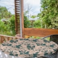 thumbnail image 2 of Ambesonne Floral Silhouettes Fitted Round Tablecloth, Forest Flowers, 45"- 56" Diameter, Hunter Green Pale Salmon, 2 of 5