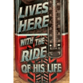 thumbnail image 5 of Old Biker Lives Here Metal Thermometer, 5 of 5