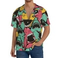 thumbnail image 3 of Gaeub Angry Shark Pattern Men's Lapel Short Sleeve Shirt, Relaxed Fit Shirt, Soft and Breathable for Outdoors Party Travel - Small, 3 of 7