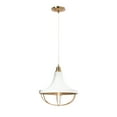 thumbnail image 5 of Creative Co-Op Robert Stevenson Lighting Presley - Caged Trumpet Metal Ceiling Light, Brushed Brass and White, 5 of 6