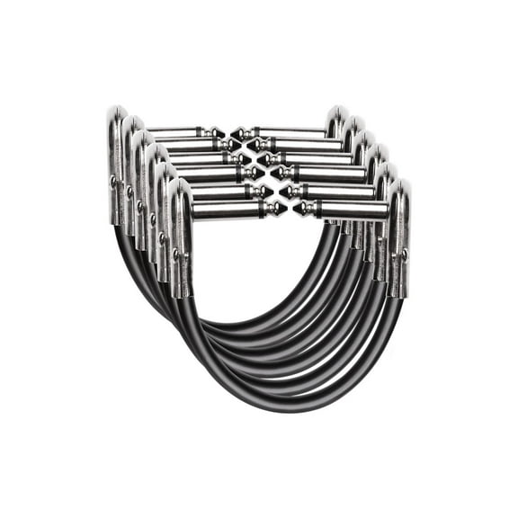 Monoprice Low Profile 6in Guitar Effects Pedal and Pedalboard Patch Cable (6-Pack) Right‑Angle 1/4 Inch TS, 24AWG Wire Gauge - Indio Series