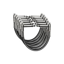 Monoprice Low Profile 6in Guitar Effects Pedal and Pedalboard Patch Cable (6-Pack) Right‑Angle 1/4 Inch TS, 24AWG Wire Gauge - Indio Series