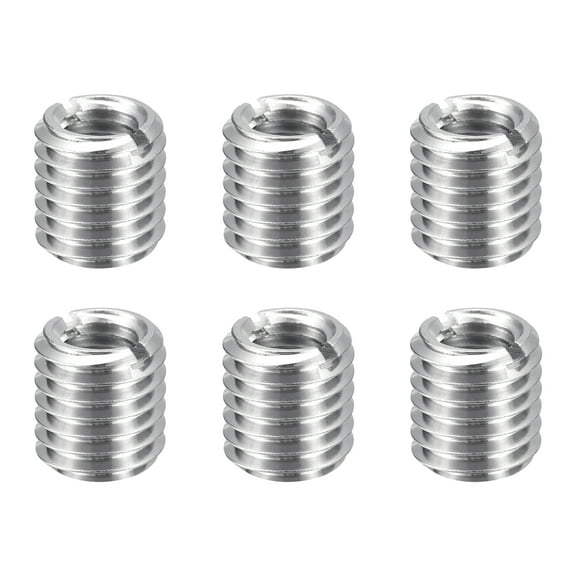 Uxcell 6pcs Thread Repair Inserts M12 x 1.75 Male to M8 x 1.25 Female Thread 12mm Long Stainless Steel Reducing Nuts Metric Self Tapping Sleeves