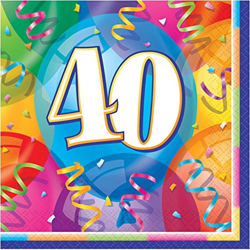 Unique Brilliant 40th Birthday Party Napkins 16ct Multicolor Walmart Com