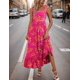 thumbnail image 4 of Vestido Zeagoo Boho con estampado floral escalonado maxi tirantes finos para mujer, 4 of 6
