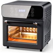 TINANA 10 QT Air Fryer Oven, 8 Preset Functions, LED Smart Touch Display, Oil-Less Cooking, Visible Window, Black