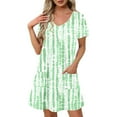 thumbnail image 2 of GaThRRgYP Tropical Print Round Neck Dress-Island Escape Vibes,Women's Fashion Summer Print Short-sleeved V-neck Casual Dress Mint Green XL, 2 of 8