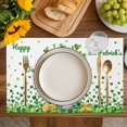 thumbnail image 4 of Happy St. Patrick's Day Placemats Set of 6, Spring Green Lucky Clovers Leaf Placemats for Dining Table, Place Mats for Kitchen Tabletop, Waterproof Wipeable Dining Table Mats Set, 4 of 9