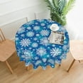 thumbnail image 2 of Winter Snowflake Tablecloth Round Snow Seasonal Blue Table Cloths Circular Table Cover Washable Wipeable Polyester Tabletop Holiday for Dining Kitchen Picnic Party Decor 60 Inch, 2 of 7