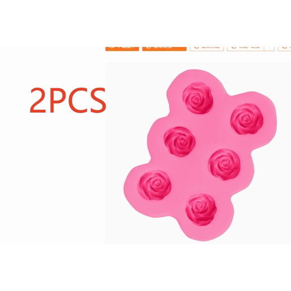 2 Pcs Pink Rose Flower Silicone Molding, Food-Safe Bakeware, Flexible Candy Resin Molding for Fondant, Chocolate, Cake Decoration, DIY Baking