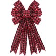 thumbnail image 1 of Grands Nœuds de Noël pour Couronnes, Nœud Buffalo Rouge pour Couronne des Fêtes Nœuds pour Porte d'Entrée, Nœuds de Couronne Flocon de Neige Nœuds à Carreaux Rouges et Noirs pour Décorations de Sapin de Noël et de Mariage Intérieures Extérieures, 1 of 5