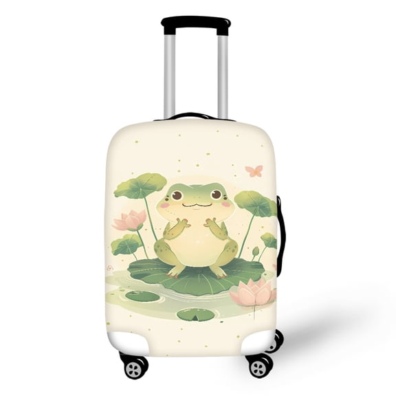 HELLHERO Frog and Lotus Leaf Pattern Bottom Zipper Luggage Cover for Family, All Size Wear Resistant Durable Baggage Protector