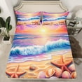 thumbnail image 2 of Erosebridal Cartoon Beach Sheet Set Queen, Starfish Sealife Bedding Sets Queen Size, Ocean Print Decor 4pcs, 2 of 7