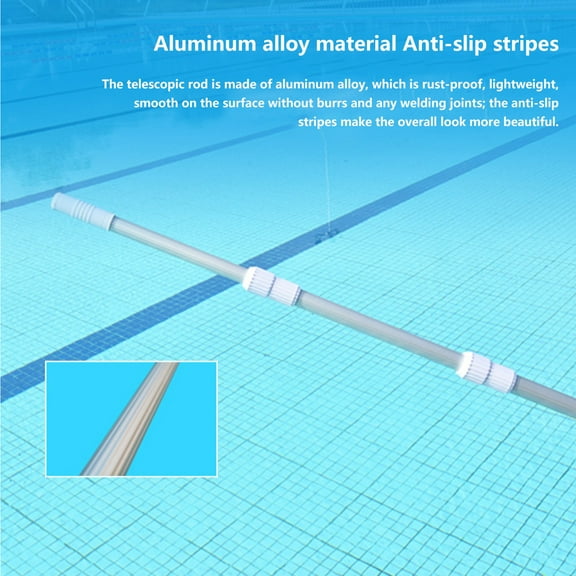 12ft Aluminum Telescopic Pool Pole, 2-Piece Adjustable Expandable Incremental Extensions
