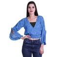 thumbnail image 1 of Moomaya Haut Court Imprimé pour Femmes Style Enveloppant Manches Longues à Volants Blouse d'Été Décontractée, 1 of 5