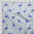thumbnail image 4 of oneOone Silk Tabby Medium Blue Fabric Tropical Bird-Flamingo With Texture Sewing Material Print Fabric By The Yard 42 Inch Wide, 4 of 4