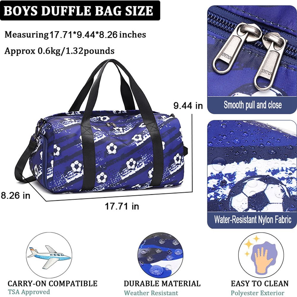 Kids Travel Duffle Bag Carry On Weekender Overnight Bag Sport Gym Bag for Boy Green Walmart