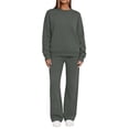 thumbnail image 2 of ClodeEU Women 2 Piece Tracksuit Matching Outfit ,Crew Neck Long Sleeve Sweatshirt and Drawstring Wide Leg Pants Dark Gray,Women's Plus M, 2 of 7