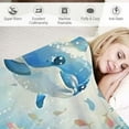 thumbnail image 3 of BCIIG Cartoon Shark Kids Throw Blanket,Tropical Fish Coral Seaweed Bed Blanket for Boys Girls,Underwater World Marine Life Fleece Blanket,Blue White Fuzzy Blanket,Baby Size   40x50in, 3 of 6