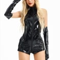 thumbnail image 5 of FASHOFT Women's Halloween Tight Bodysuit Police Officer Uniform Cosplay Outfit Cop Role Play Nightclub Party Stage Performance Dress Up Halloween L, 5 of 7
